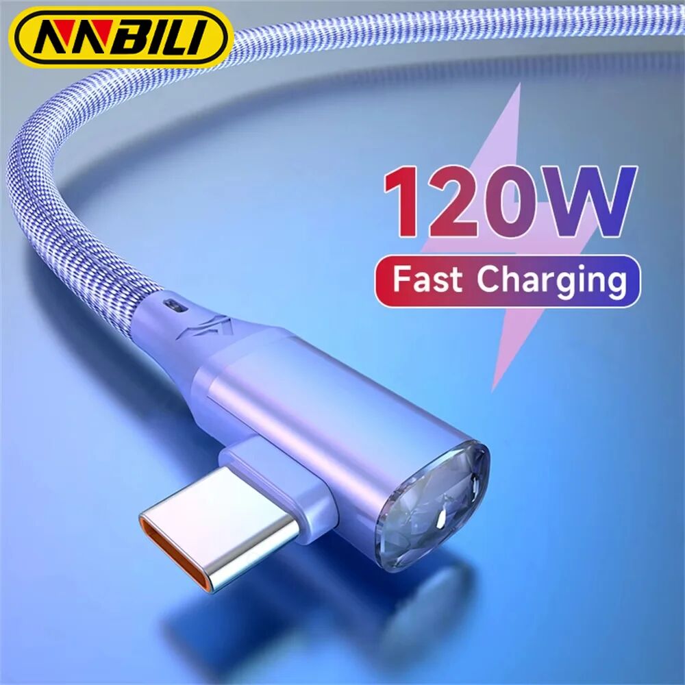 NNBILI 90-Grad-Winkel 120 W USB C auf Typ C PD Schnelllade-Datenkabel für iPhone 15 16 Xiaomi Huawei Samsung Tablet-Zubehör