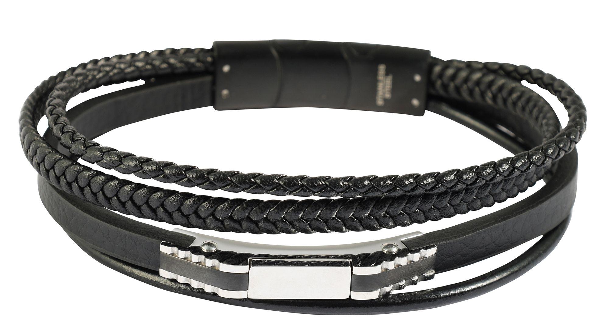 Armband ADELIA´S "Herren Armband – Lederarmband aus Leder 21 cm", schwarz, Armbänder, Herren, 21cm, Leder, Armband, Ein kleines Geschenk mit großer Wirkung