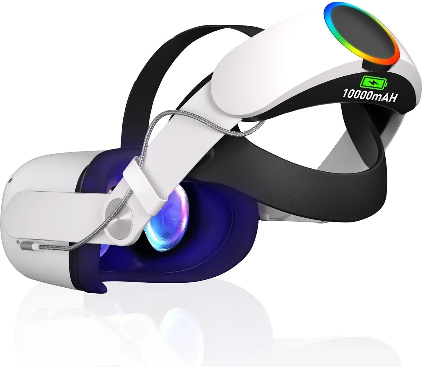 Tahnuhna Elite Strap mit Akku für Oculus Quest 2 VR Headset, verstellbarer Kopfgurt, 10000 mAh Power Bank für Meta Quest 2 Zubehör
