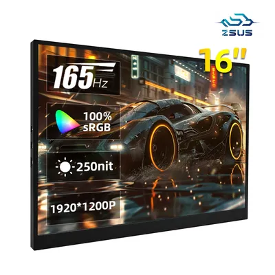 ZSUS 16-Zoll-tragbarer Monitor 100 % sRGB 1200P IPS 165 Hz Gaming-Computer-Display für Steam Deck Laptop Switch PS4 PS5 Xbox