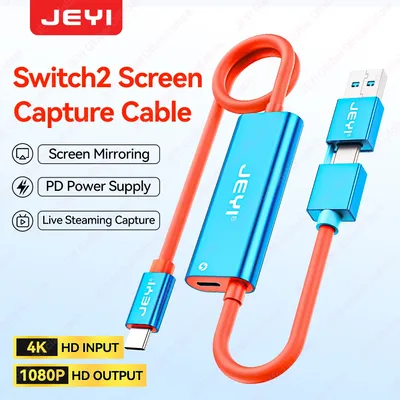 JEYI Videoaufnahmekarte mit 100 WPD USB C auf USB A/C Live und Aufnahme Video Audio Gaming für Steam Deck Switch 2/1/OLED Handheld