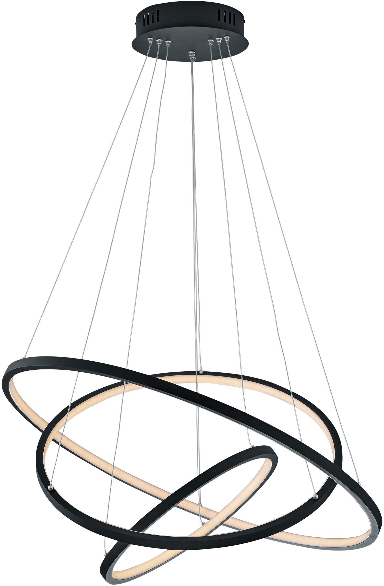 TRIO LEUCHTEN LED Pendelleuchte "Aaron", grau (nickelfarben), 1, Ø 80cm H: 150cm, 1 Stk., Leuchten, WiZ Smarthome RGB Hängeleuchte höhenverstellbar Fernbedienung + App, LED Pendelleuchte