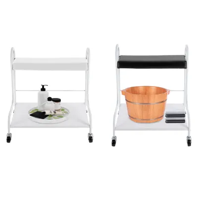 Schönheitssalon Nagel- oder Fußbad Spa Tragbarer Trolley-Wagen, Trolley für Fußbad, Maniküre-Fußstütze mit Rädern Schwarz/Weiß
