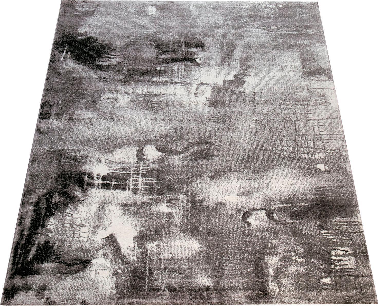 Teppich PACO HOME "Canvas 754", grau, B:80cm H:16mm L:150cm, Polypropylen (PP), Teppiche, Teppich, Kurzflor, modernes Design, mit Arizona Leinwand Optik