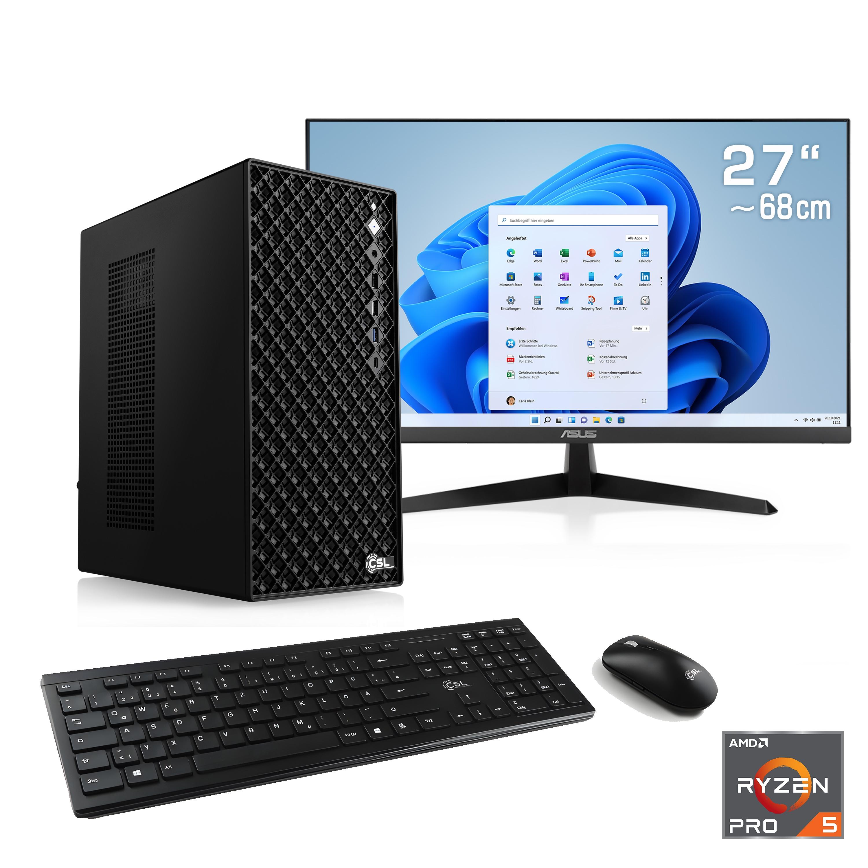 CSL PC-Komplettsystem "Mystic V24571", Energieeffizienz: D (A-G), schwarz, Microsoft Windows 11 Home (64 Bit), 16 GB RAM 500 GB SSD, Computer_Komplettsysteme