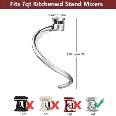 Für Kitchenaid 7-Quart-Mixer, Hilfsaufsatzteile, Zubehör, Standmixer, Teighaken