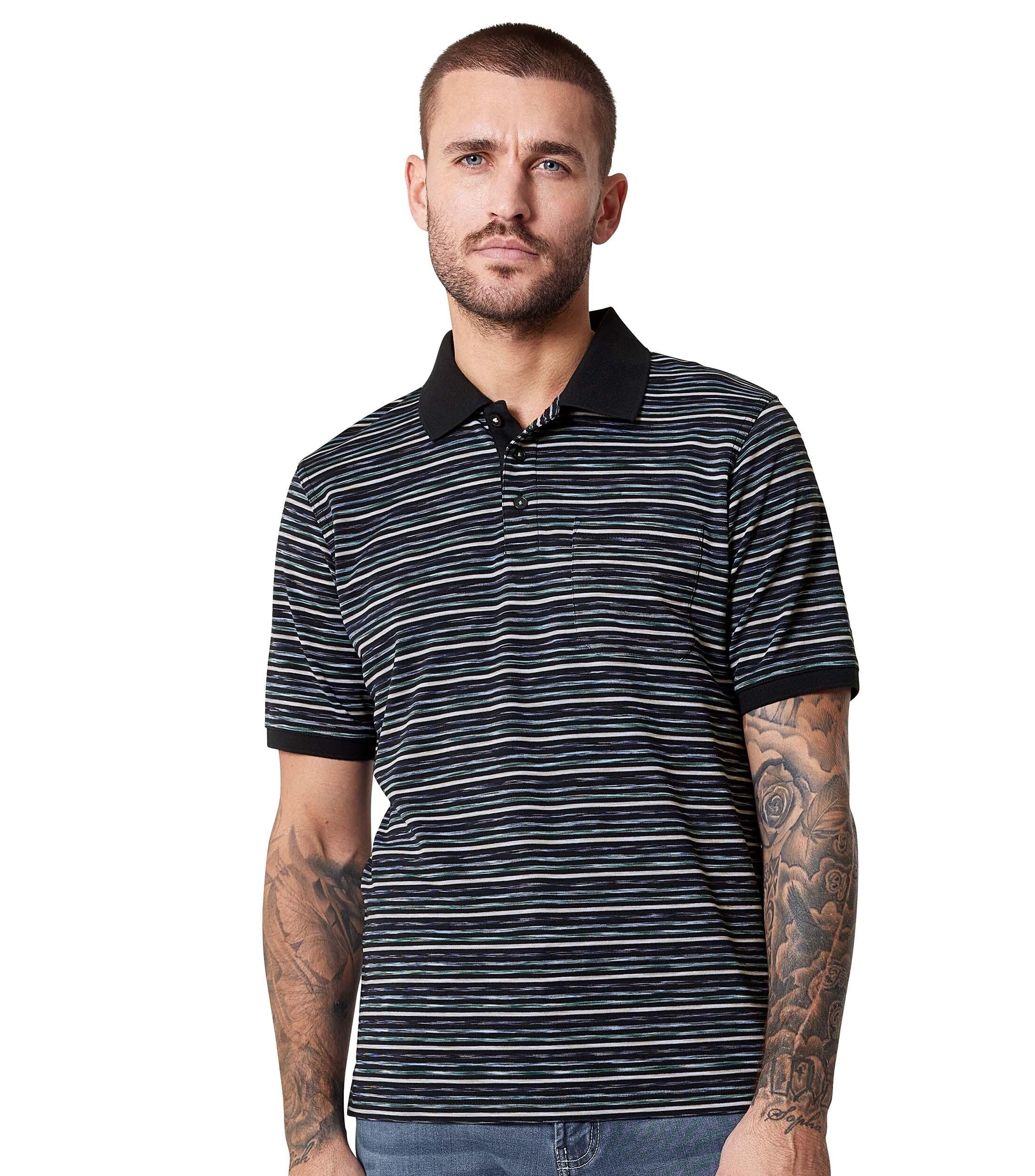 Poloshirt CASAMODA "CASAMODA Polo-Shirt gestreift", Herren, Gr. XXL, blau (mittelblau), 80% Baumwolle, 20% Polyester, Shirts