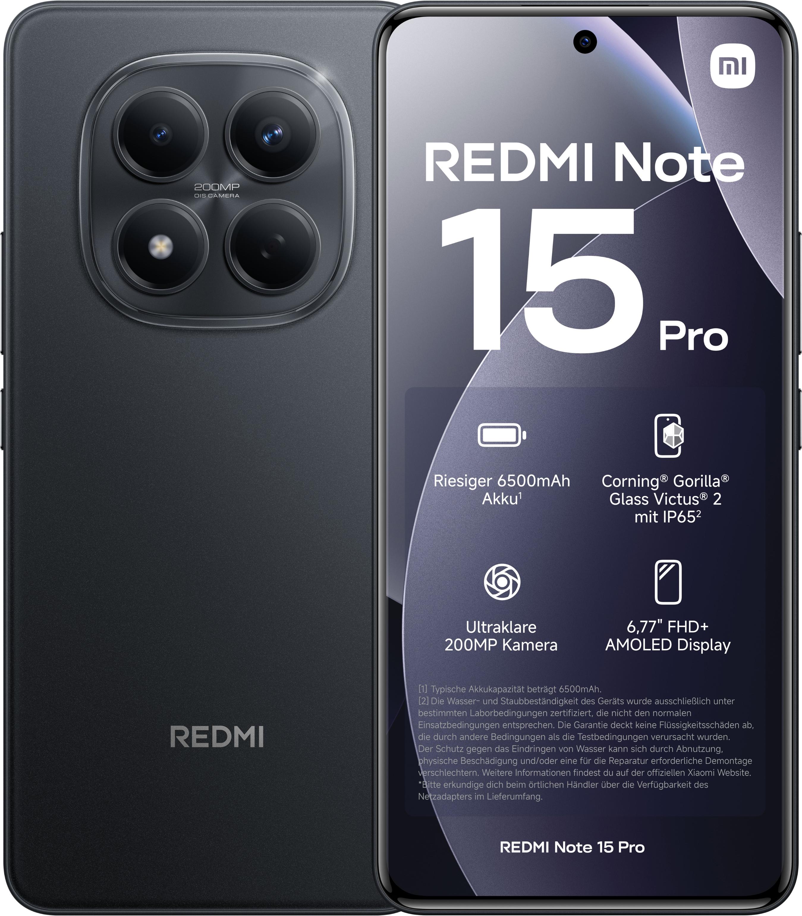 XIAOMI Smartphone "Redmi Note 15 Pro 8+256", Energieeffizienz: B (A-G), schwarz, 256 GB, Mobiltelefone