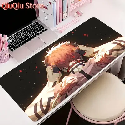 Mauspad Anime Rutschfestes Gummi HD Mousepad Büro Schreibtischmatte Gaming PC Zubehör Große Gamer D-Dämon Slayer Akaza Tastaturmatte