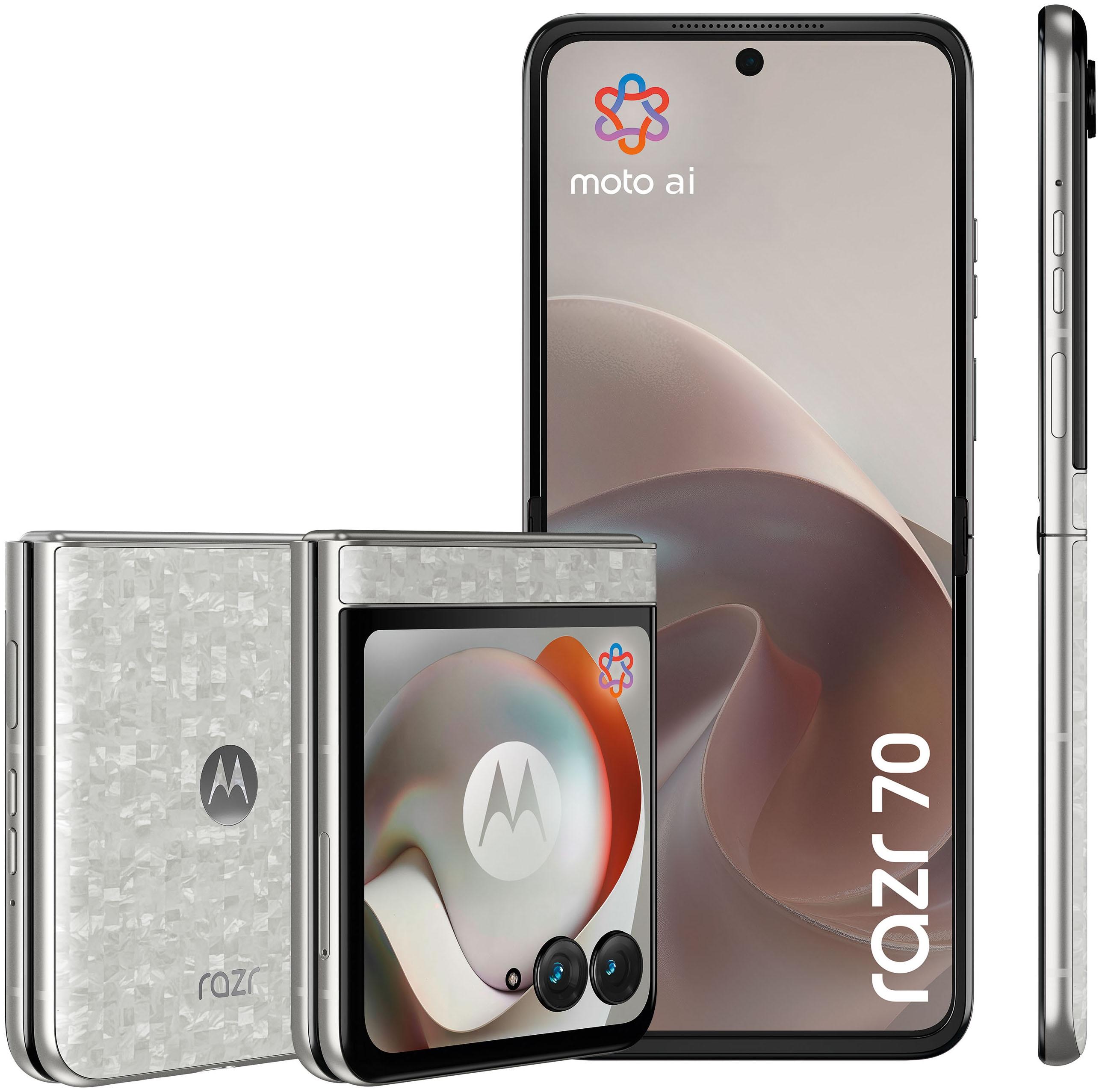 MOTOROLA Smartphone "razr 70", Energieeffizienz: A (A-G), pantone hellweiß, 256 GB, Mobiltelefone