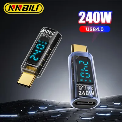 NNBILI 240W USB-C Adapter 5A USB4 Digitale Anzeige Typ-C zu Typ-C OTG 8K Videoübertragung für iPhone 16 17 Samsung Tablet Laptop