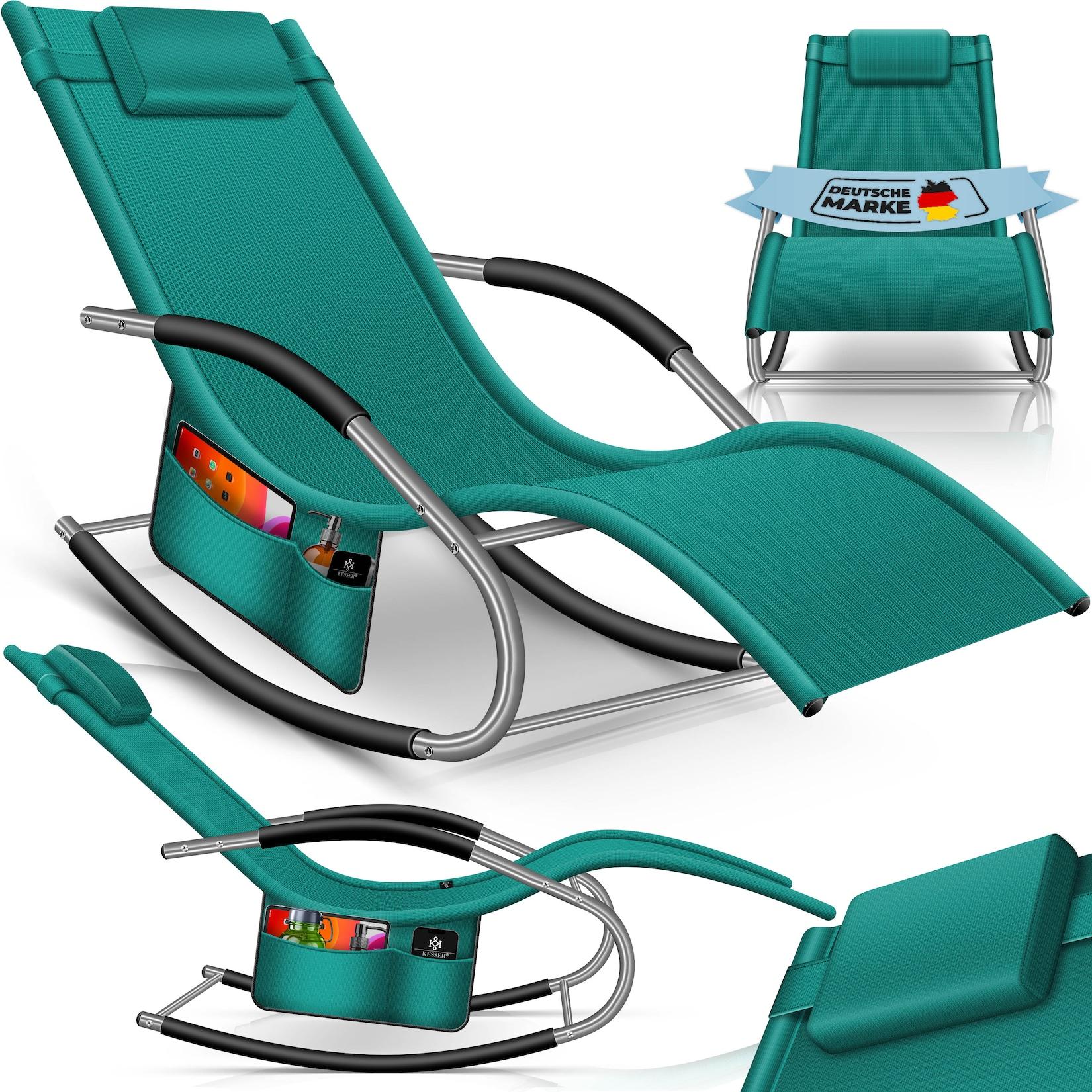 KESSER® Sonnenliege Relaxliege Schwungliege Gartenliege Gartenstuhl Klappstuhl faltbar Liegestuhl Schaukelsessel ergonomische Relaxsessel wetterfest 150 kg Belastung