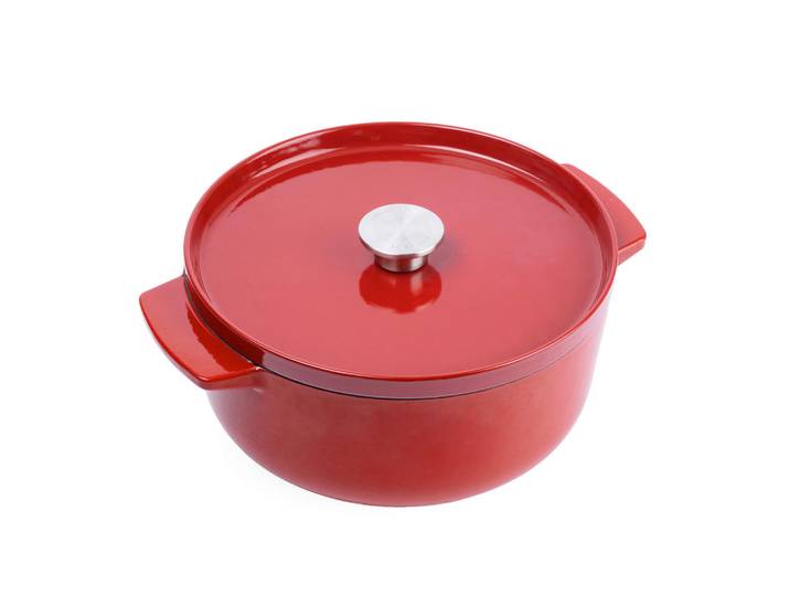 KitchenAid Bräter Cast Iron, Creme, Rot, Metall, 5.2 L, rund, hitzebeständige Griffe, Kochen, Töpfe, Bräter
