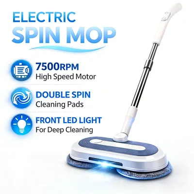 Kabelloser Elektrischer Bodenwischer 2000mAh Akku Sprühwischer Rotierender Elektrischer Bodenwischer Wassermop-Reiniger Mit LED-Beleuchtung