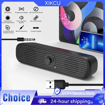 XICKU Surround Desktop PC Lautsprecher Home Stereo 3,5 Aux USB Soundbar System Computer TV Telefon HIFI Subwoofer Wired Starker Bass