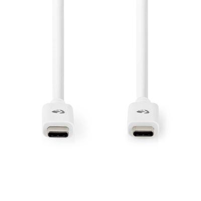 Nedis USB-Kabel - USB 3.2 Gen 2 - USB-C Stecker - USB-C Stecker - 100 W - 4K@60Hz - 10 Gbps - Vernickelt - 1.00 m - Rund - PVC - Weiss - Box