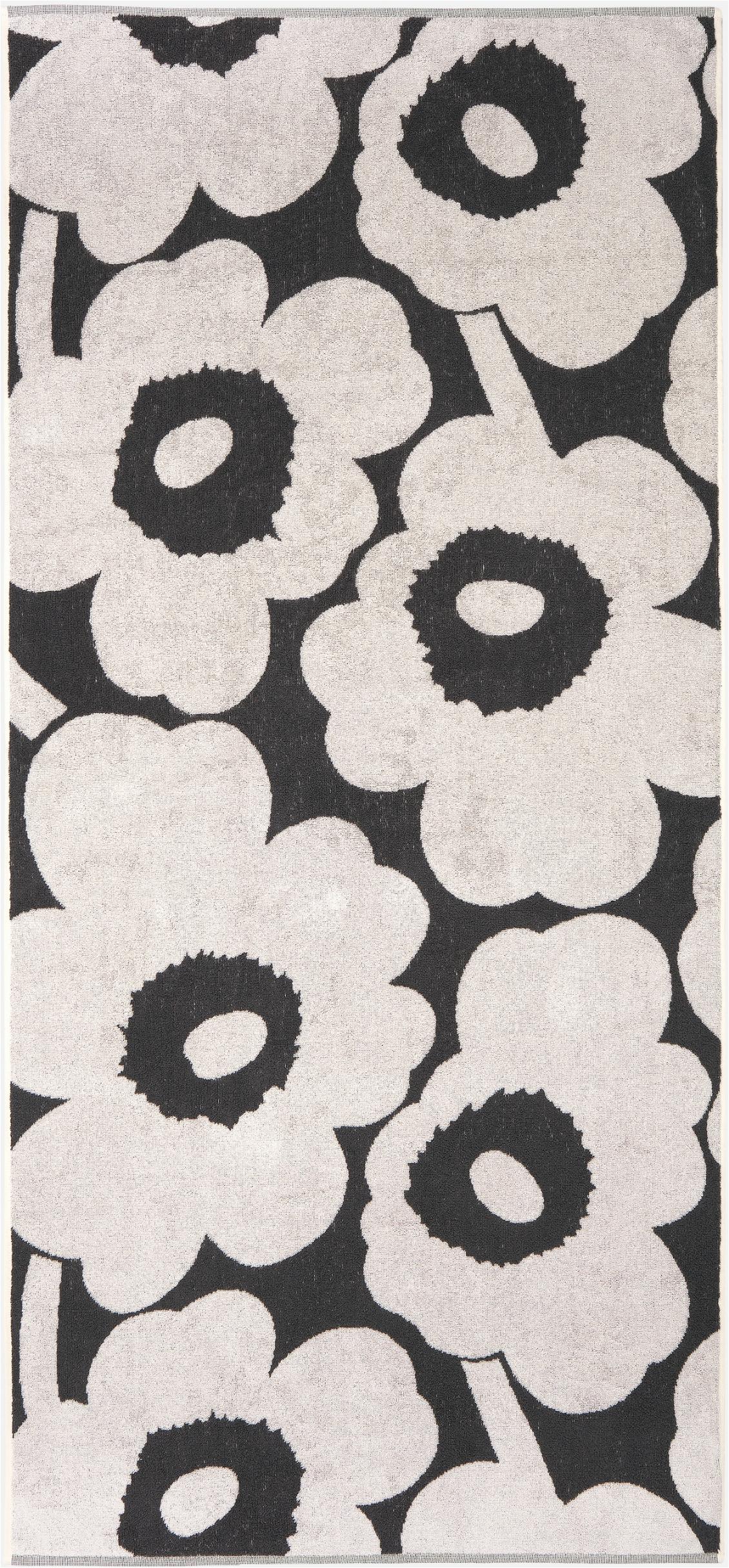 Duschtuch MARIMEKKO "UNIKKO", anthrazit,sanftes weiß, B:70cm L:150cm, Frottier, Frottier, Handtücher, 100% Baumwolle, angenehm weich, 70 x 150 cm