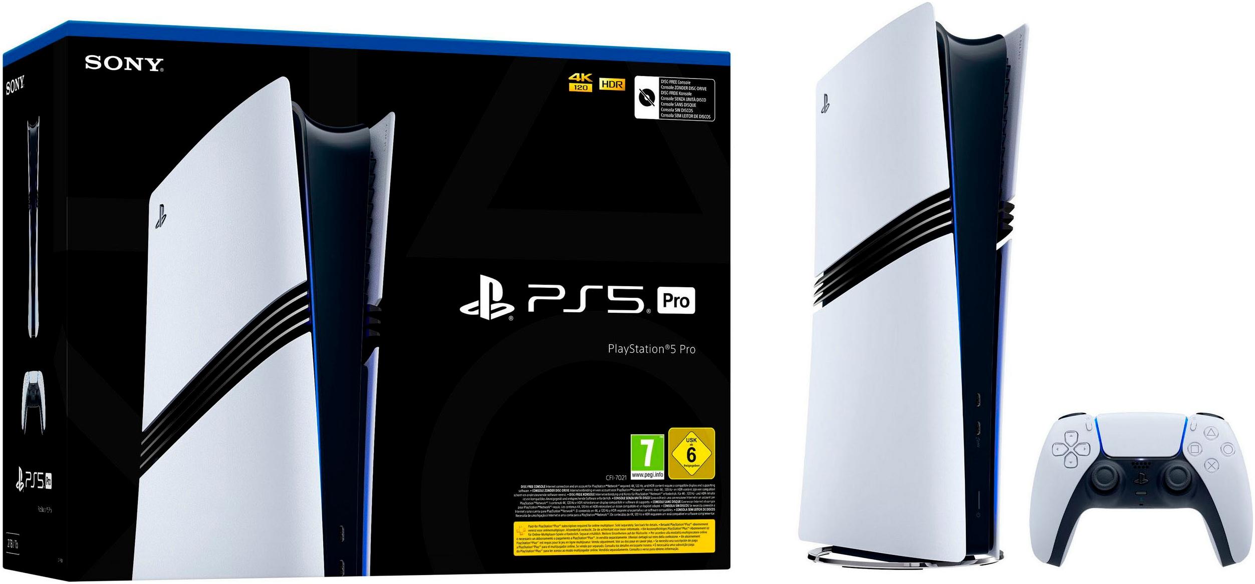 PLAYSTATION 5 Spielekonsole "PlayStation 5 Pro 2TB", weiß, schwarz, B:8,9cm H:38,8cm T:21,6cm, Spielekonsolen, Topseller