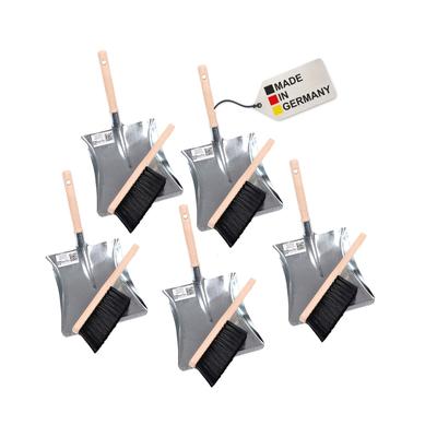 5x Kehrgarnitur Besen-Garnitur Set und Handfeger und Kehrschaufel Kunstborste schwarz Kehrblech Kehrset