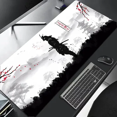 Samurai Warrior MousePad Gamer Computer Zubehör Tastatur Tischmatte Schwarz Mauspad Company Gaming Laptop Schreibtisch Zubehör PC