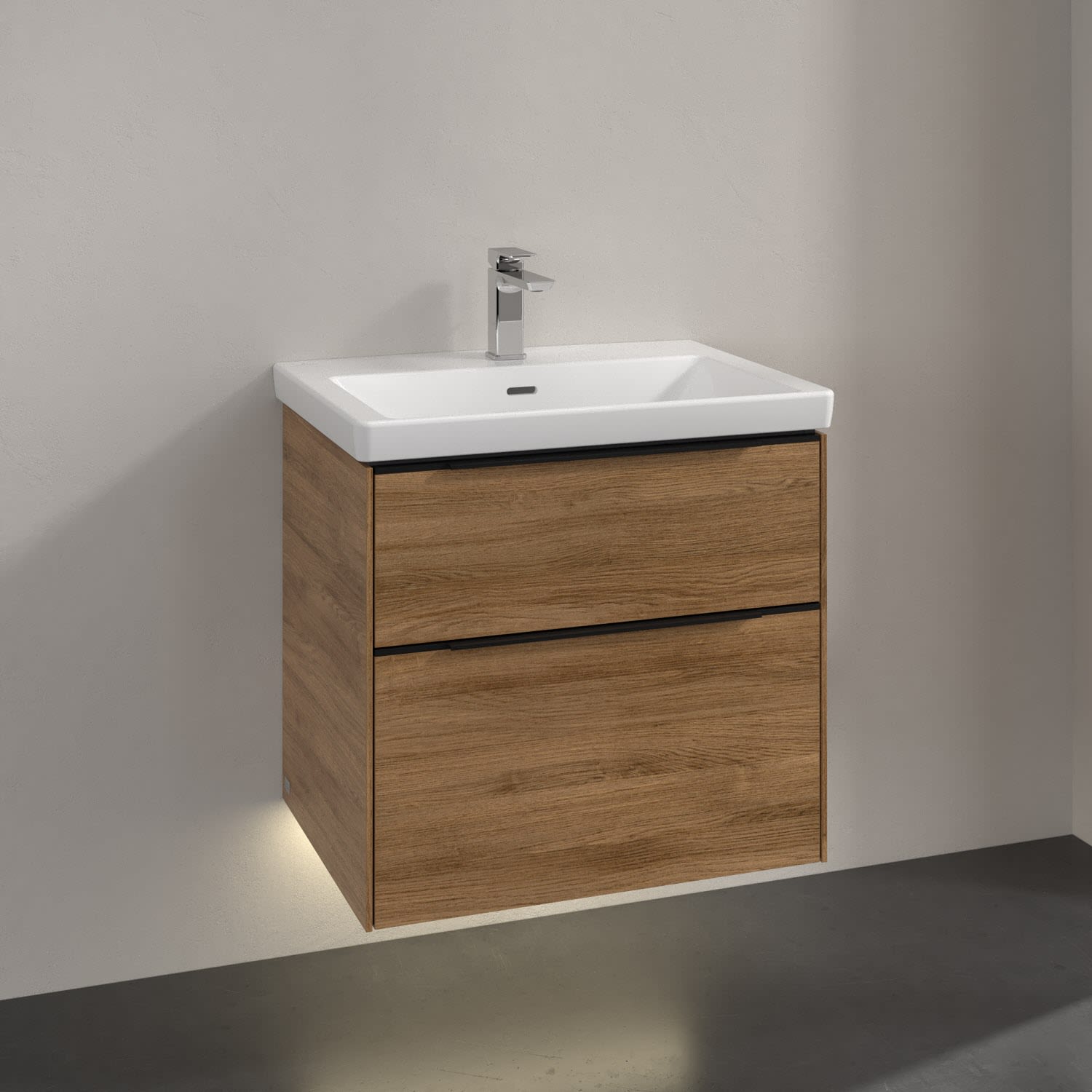 Villeroy & Boch Subway 3.0 Waschtischunterschrank 62,2 cm, 2 Auszüge, mit LED-Beleuchtung