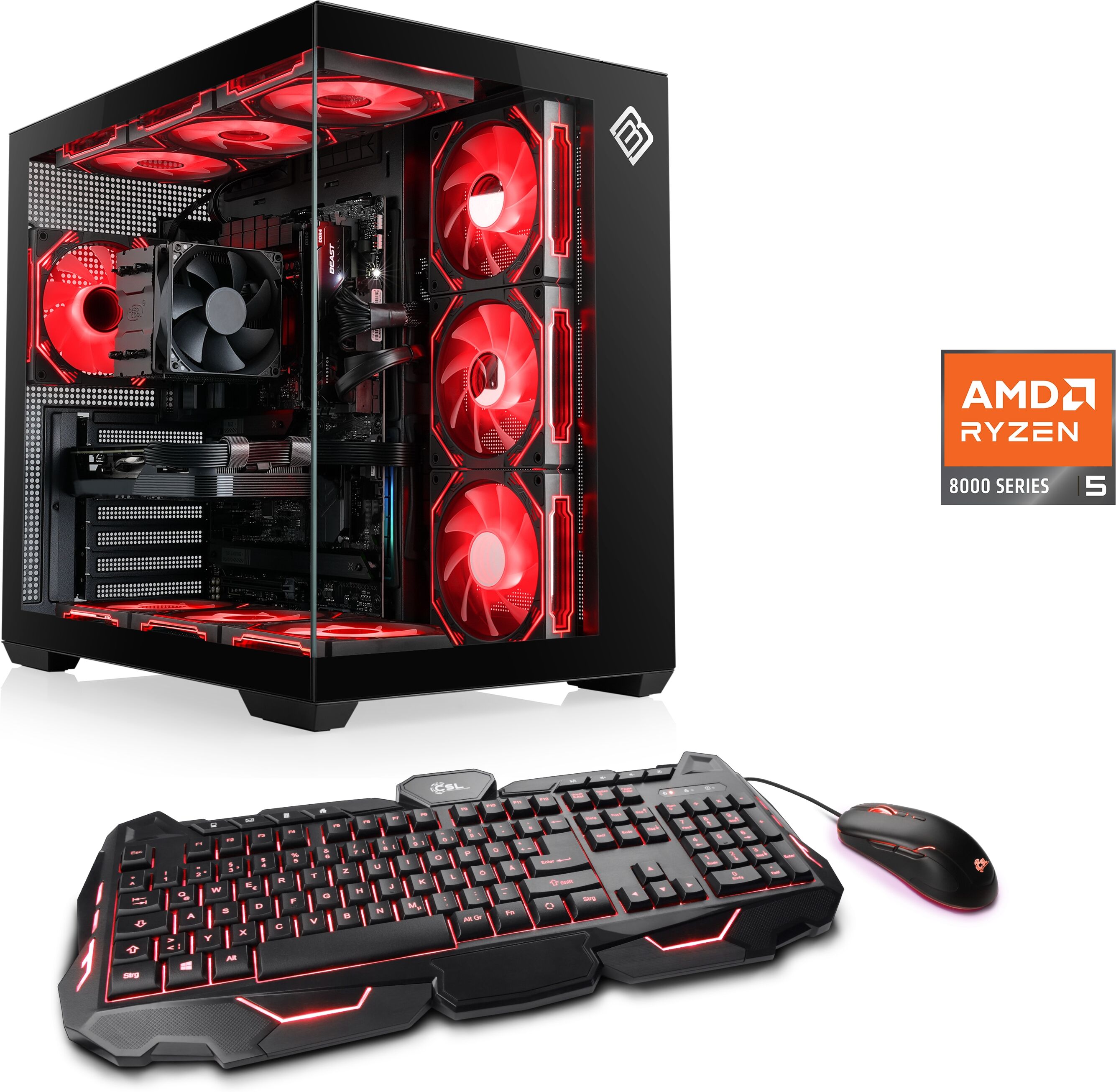 CSL PC "Vitrum Advanced V24489", schwarz, Microsoft Windows 11 Home (64 Bit), 16 GB RAM 500 GB SSD, Desktop-PCs, PC
