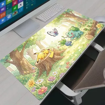 Mauspad Gaming PC-Zubehör P-Pokémon Gamer Cabiner Tastaturunterlage XXL Pikachu Desktop-Mausmatte Teppich Kawaii Gummi-Mauspad