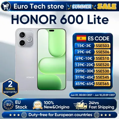 HONOR 600 Lite 5G Smartphone EU Version MediaTek Dimensity 7100 Elite 6,6 Zoll 120Hz AMOLED-Display 6520mAh 45W SuperCharge 108MP