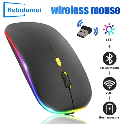 Tablet-Computer Bluetooth Drahtlose Maus Wiederaufladbare Maus 1600DPI RGB Hintergrundbeleuchtung Mäuse für PC Laptop 2,4 GHz USB Gaming Maus
