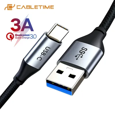 CABLETIME 3A USB C auf USB A Ladekabel QC 3.0 Schnellladedatumübertragung für XIAOMI HUAWEI OPPO Smartphone
