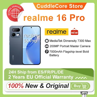 realme 16 Pro 5G Smartphone Euro Edition 6,78-Zoll-AMOLED-144Hz-Bildschirm MediaTek Dimensity 7300 Max 200MP-Kamera 6.500mAh-Akku 45W-Ladefunktion