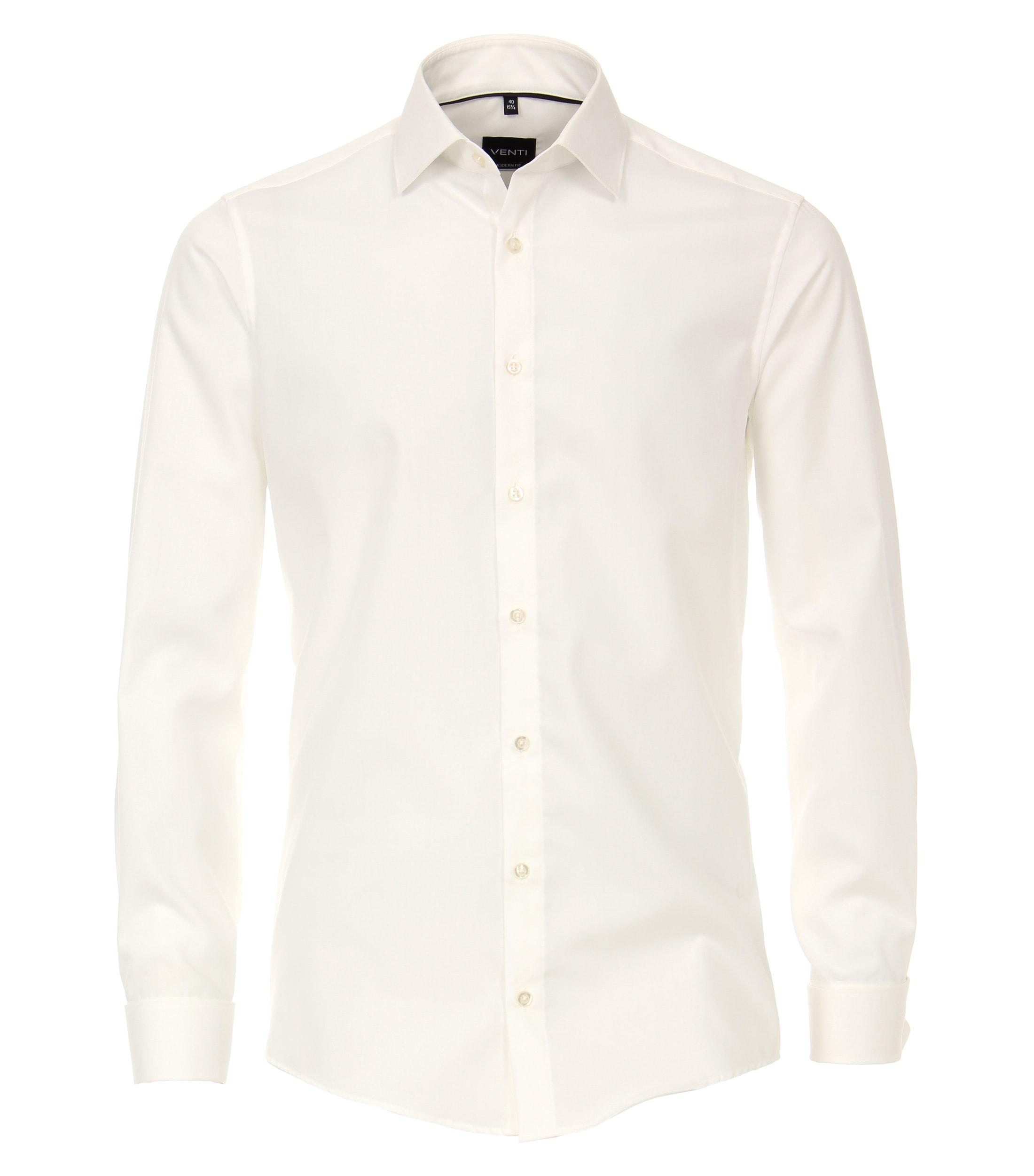 Businesshemd VENTI "VENTI Businesshemd uni", Herren, Gr. 45, Normalgrößen, weiß (weißbeige), 100% Baumwolle, unifarben, schmal, Hemden