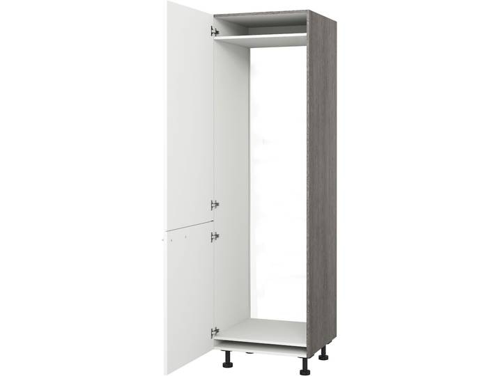 Kühlumbauschrank KOCHSTATION Trea , weiß (front: weiß, korpus: eichefarben grau), B:60cm H:195cm T:56cm, Schränke, für integrierte Kühl-Gefrierkombi 176,6 cm, Breite 60 cm, Höhe 195 cm