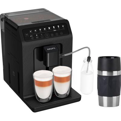 KRUPS Kaffeevollautomat "EA897B Evidence ECOdesign, aus 62%* recyceltem Kunststoff", schwarz, B:24cm H:36,7cm T:38cm, Kaffeevollautomaten, bis zu 90% recycelbar, inkl. Emsa Travel Mug im Wert von UVP 25,99, Kaffeevollautomat