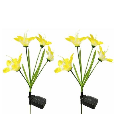 2er-Packung bunte, solarbetriebene Lilien-Gartenleuchten mit Farbverlauf, LED, wasserdicht, für Terrasse, Garten, Hof, Rasen oder Terrasse