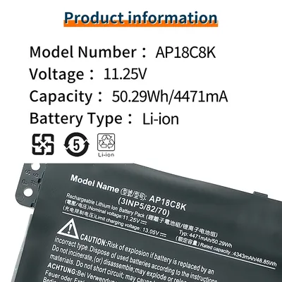 BVbh AP18C8K Original-Akku für Acer Chromebook Spin CP713-2W 5 Slim A515-54/A515-43 Laptop-Akku