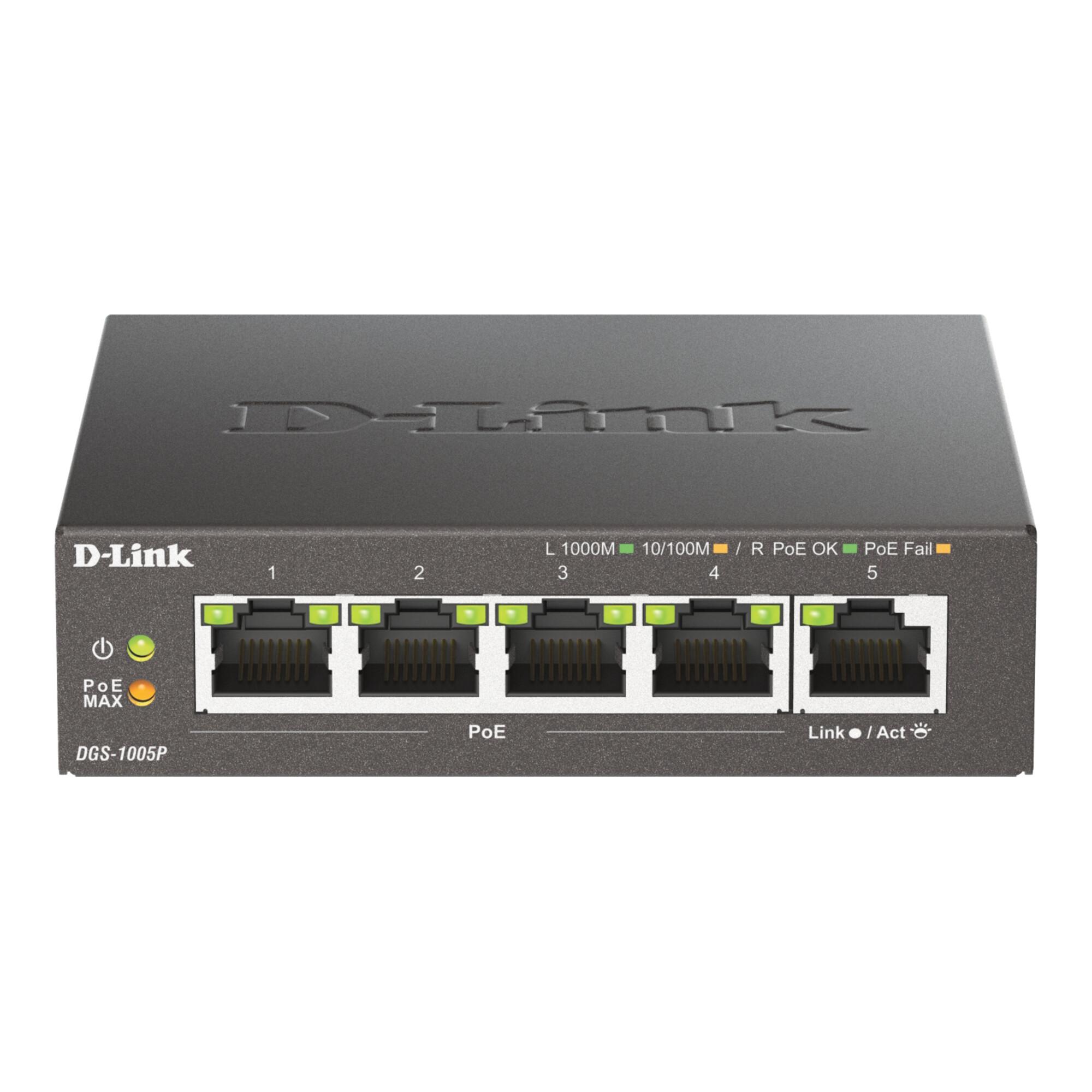 DLink Deutschland Gigabit PoE+ Switch 5-Port Desktop DGS-1005P/E ; d_link)