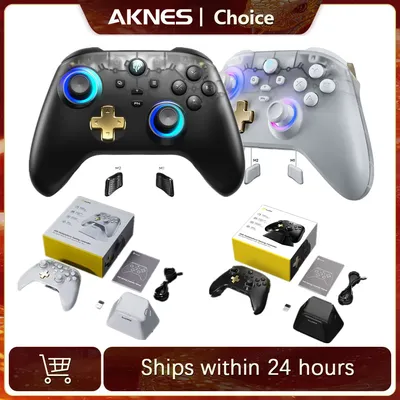Easy SMX D05 Wireless Gaming Controller Gamepad für PC/Switch/TV/Telefon mit Ladestation RGB Hall Effect Joysticks löst sich aus