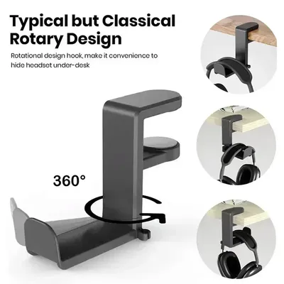360 Umdrehung Kopfhörer Haken halter Gaming Headset Ständer PC verstellbare Kopfhörer halterung Schreibtisch Kleiderbügel mit Kabel clip Universal
