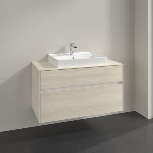 Villeroy und Boch Collaro Waschtischunterschrank C01900AA 100x54,8x50cm, Waschtisch mittig, white oak
