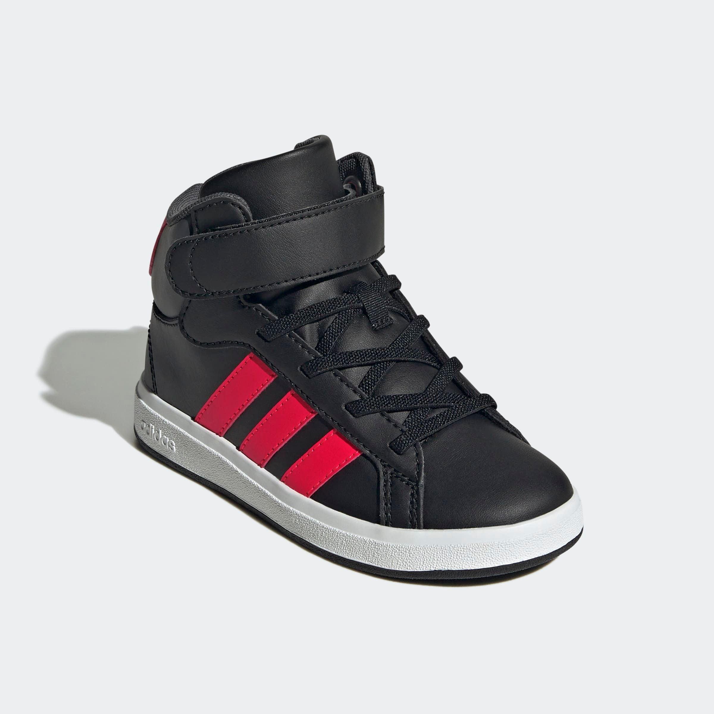 Sneaker ADIDAS SPORTSWEAR "GRAND COURT MID K", Mädchen, Gr. 30, core schwarz, lucid rot, grau six, Schuhe Sneaker, für Kinder