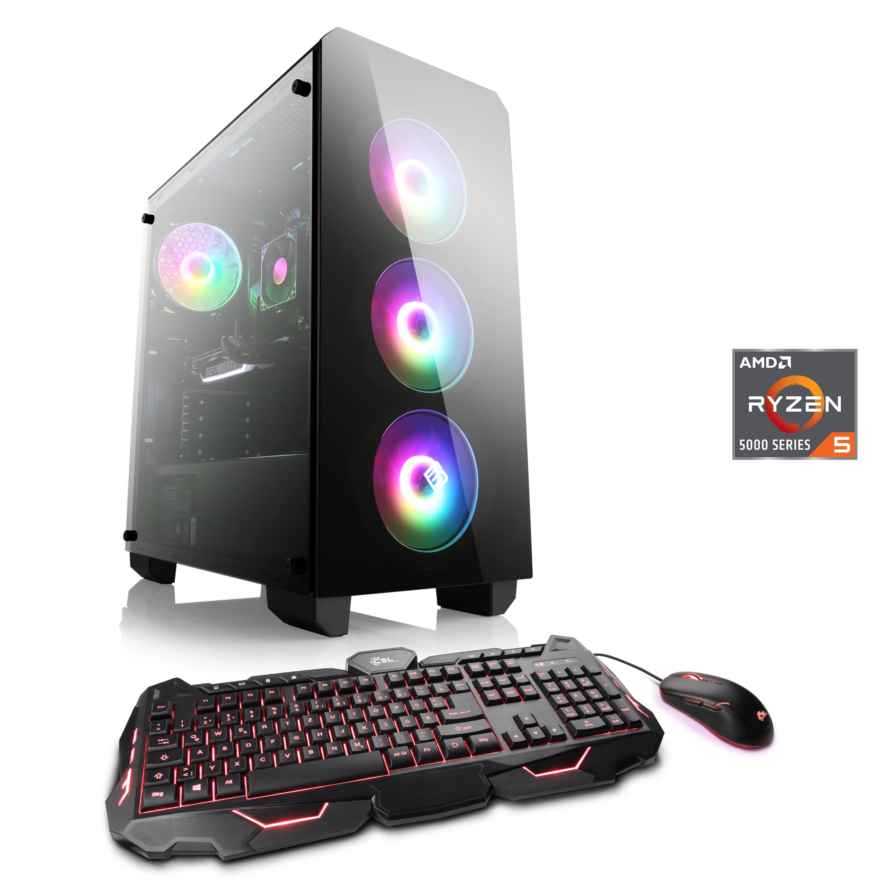 CSL Gaming-PC "Theseus V24585", schwarz, Microsoft Windows 11 Home (64 Bit), 16 GB RAM 500 GB SSD, Desktop-PCs