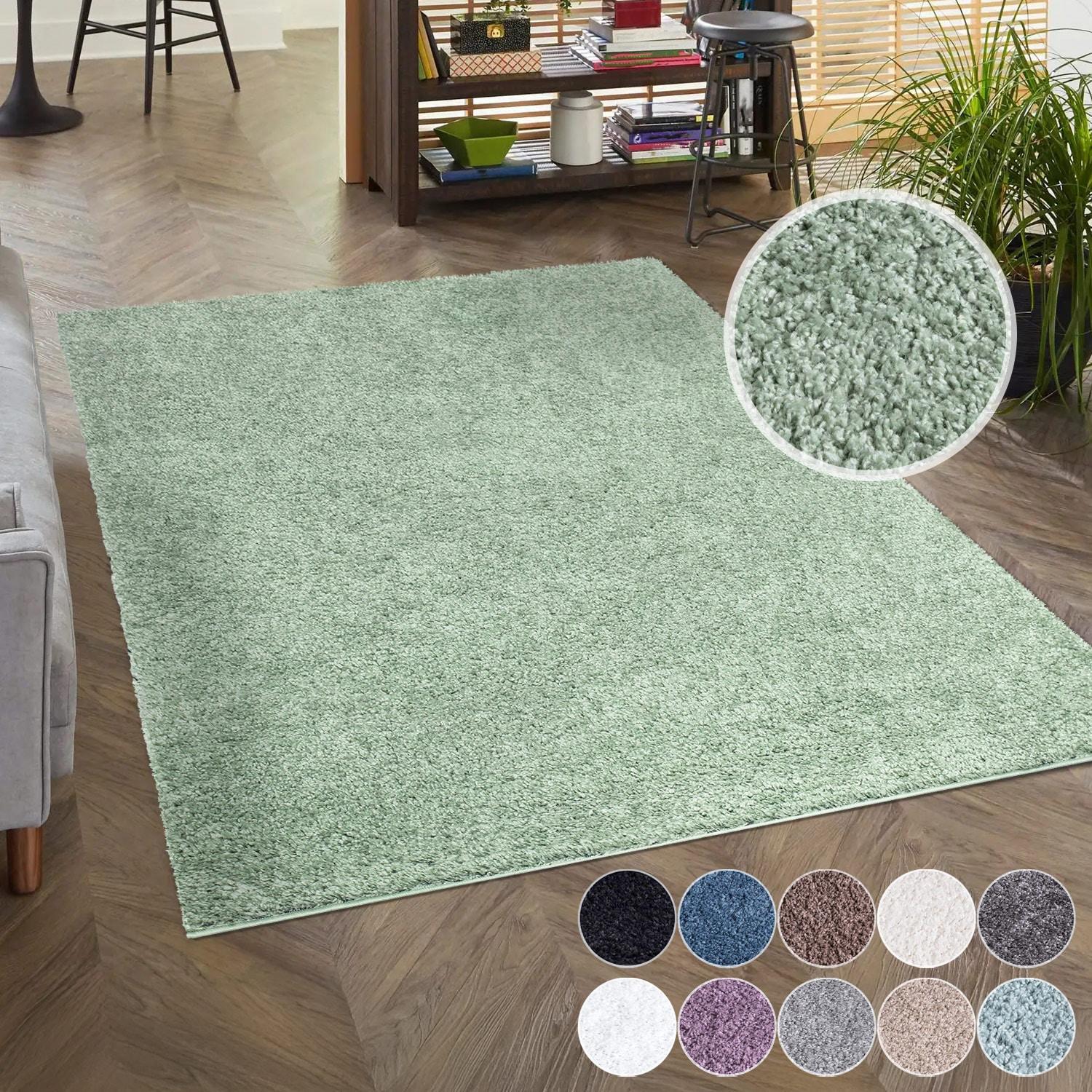 Hochflor-Teppich CARPET CITY "City Shaggy", grün, B:60cm H:30mm L:110cm, Polypropylen, Teppiche, Auch als Läufer, Langflor, Uni, Shaggy, flauschig-weich