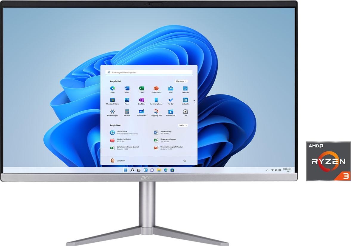 ACER All-in-One PC "Aspire C24-1300", schwarz (schwarz, silber), Microsoft Windows 11 Home (64 Bit), 8 GB RAM 256 GB SSD, Desktop-PCs