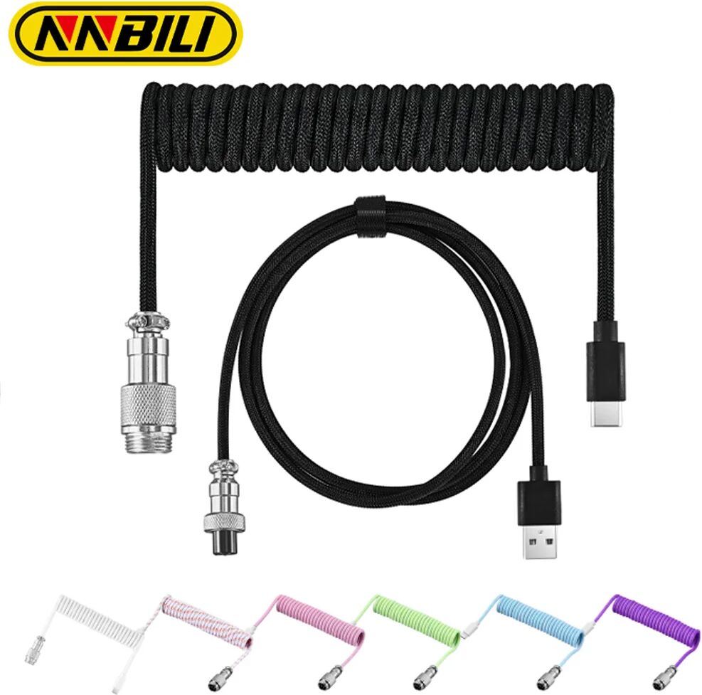 NNBILI Mechanische Tastatur Spiralkabel Draht Typ C USB-Anschluss Aviator Coiling Kabel Desktop-Computer Gaming Tastatur Zubehör