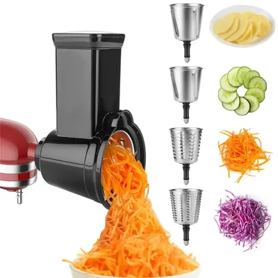 Großer Dlameter-Käsereibe-Aufsatz, Pflanzensalat-Aufsatz mit 4 Klingen, Küchenzubehör für KitchenAid-Ständer