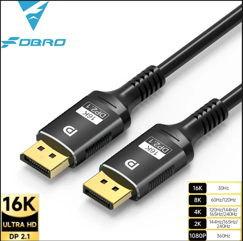 FDBOY 16K DP 2.1 8K@120Hz 4K@240Hz 80Gbps HDR Video Audio Displayport Kabel Display Port für Laptop TV Xbox Projektor Gaming Monitor