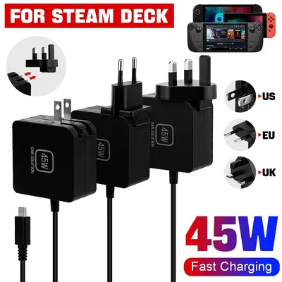 NEUES 45W AC-Netzteil Schnellladegerät mit EU/US/UK-Stecker USB Typ-C Stromversorgung für Steam Deck/Switch Gaming-Konsole Zubehör