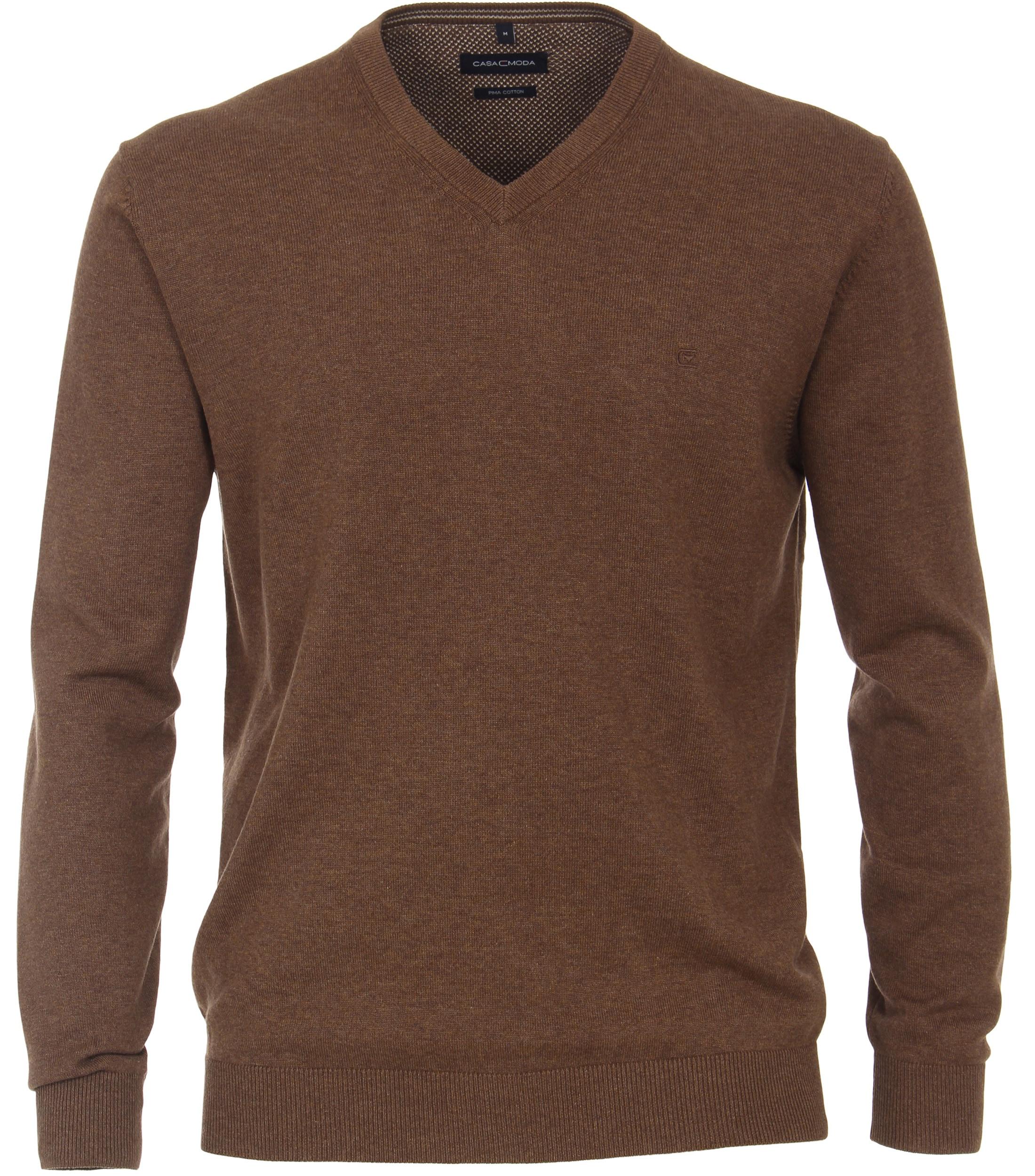 Strickpullover CASAMODA "CASAMODA Pullover uni", Herren, Gr. M, braun, 100% Baumwolle, Pullover Strickpullover