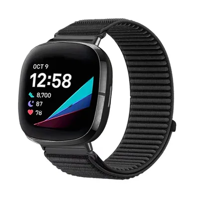 Nylonbänder für Fitbit Versa 4/Versa 3/Sense/Sense 2-Band, elastisches, weiches Nylonband mit Klettverschluss